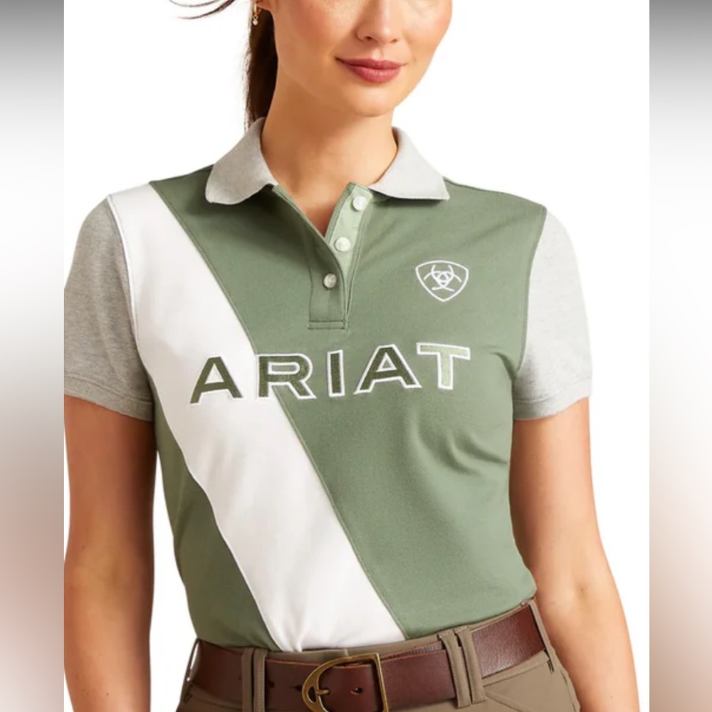 Ariat Taryn SS Women’s Polo Green & Gray Size XSmall